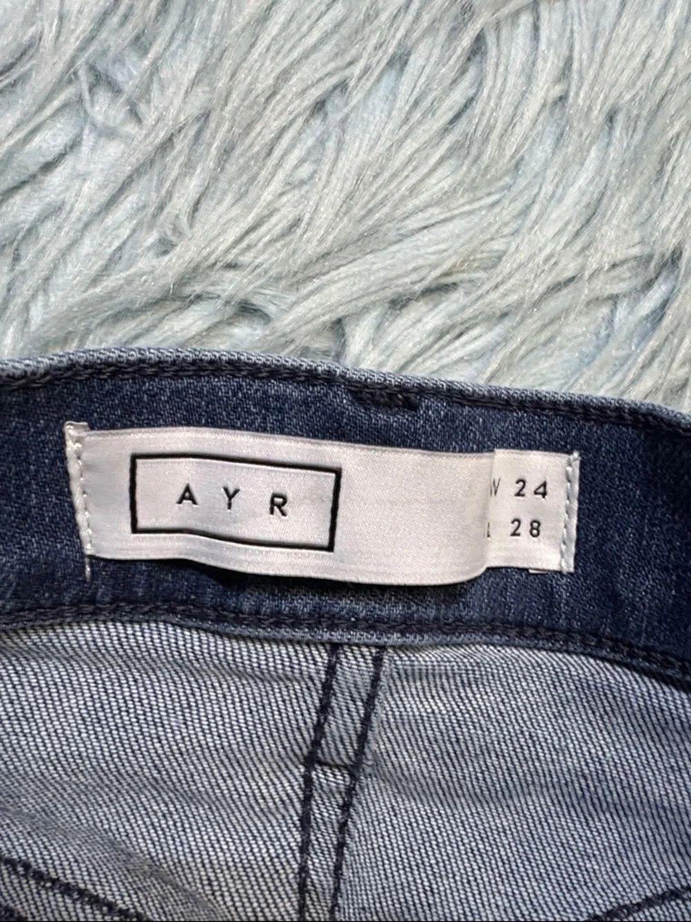 AYR Indigo High Rise Skinny Jeans with Frayed Hem Sz 24